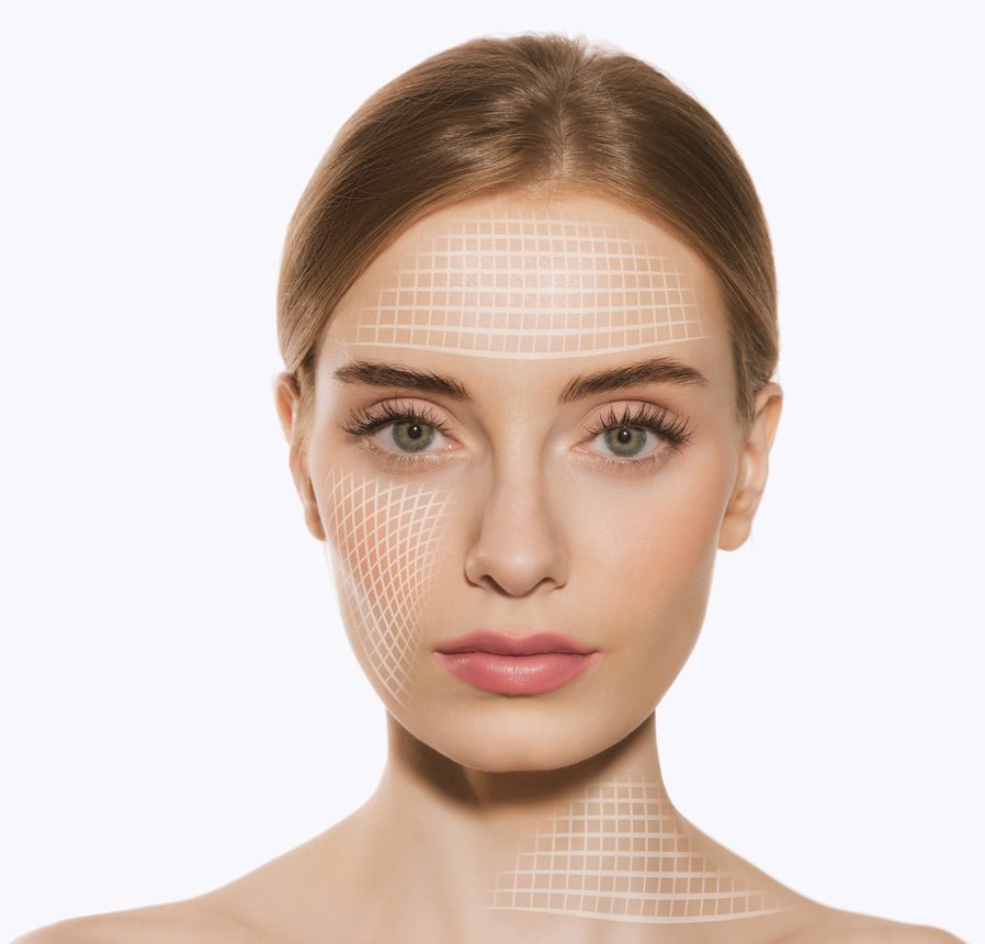 Schéma d'évaluation de la symétrie du visage, dessin au trait