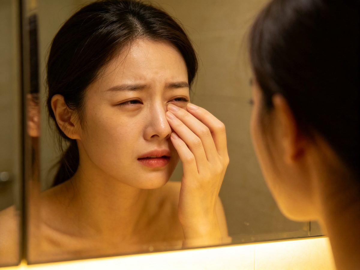 闭眼费力与流泪异常示意